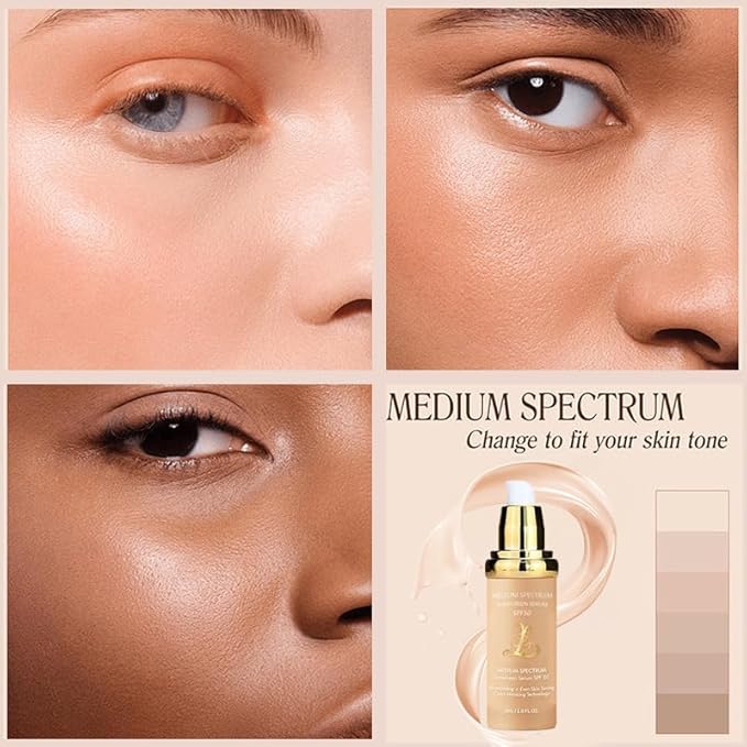 4-in-1 Bionic Foundation, Light Spectrum Mimicking Skin Changed Color, All-purpose sporty party waterproof makeup foundation liquid with SPF 50+