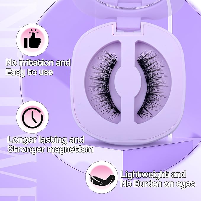 Magnetic Eyelashes with Applicator Cat Eye Magnetic Lashes Natural Look Eyelashes No Need Glue False Eyelashes by Lanflower