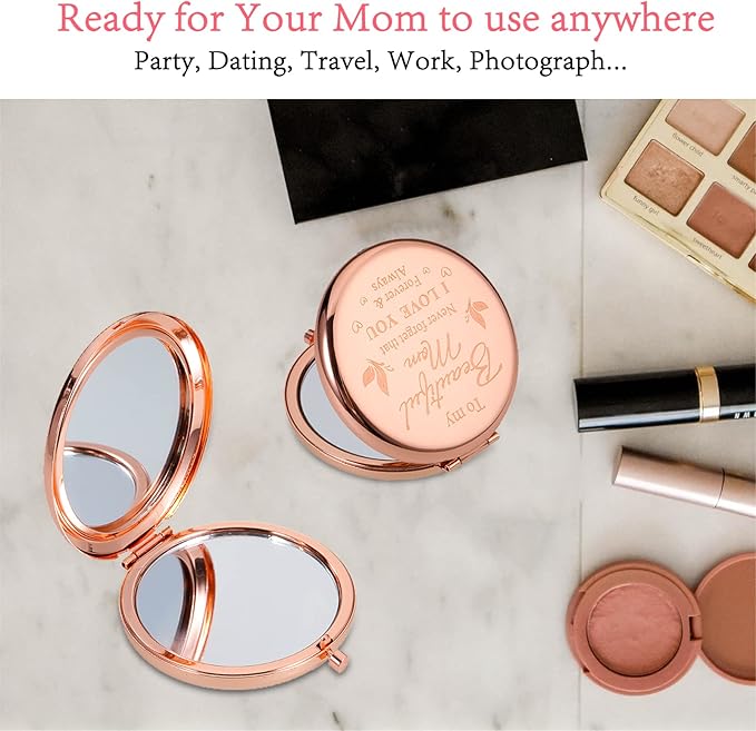 Lucullan Lepole for Mom Gifts from Daughter Rose Gold Compact Mirror Gifts for Mom Birthday Gifts for Mom from Son Mother of The Bride Gifts Mother in Law Stocking Stuffers for Women
