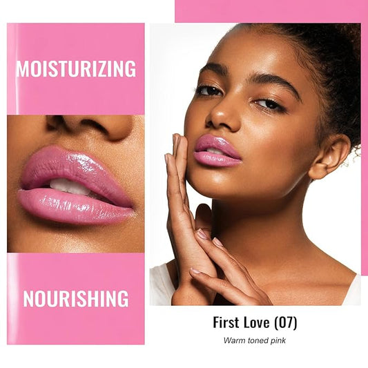 Oulac Warm Pink Shine Lipstick - Moisturizing Lip Stick Glossy Tinted Lip Balm, Sheer Shine Juicy Finish, Lightweight and Hydrating Formula for Dry Lip Care, Vegan 2.2g/0.07oz (07)