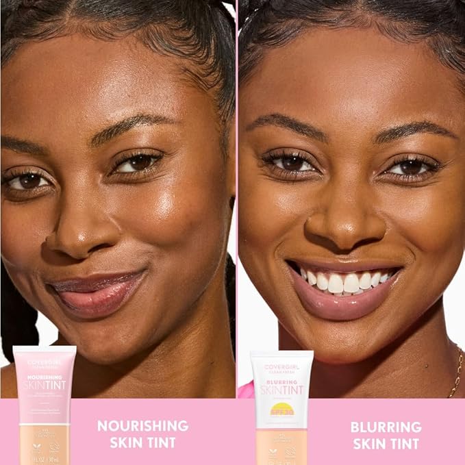 COVERGIRL Clean Fresh Blurring Skin Tint with SPF 30, 445 Medium/Rich Warm, Liquid Foundation, Soft Matte Finish, Smooths, Brightens, Blurs Pores, Mineral Sunscreen, Vegan Formula