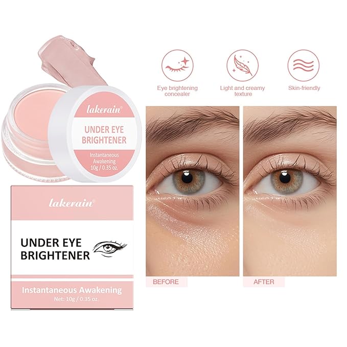 Under Eye Brightener & Concealer - Hydrating Color Corrector for Dark Circles, Lightweight Undereye Brightening Cream with Hyaluronic Acid & Shea Butter, Smooth & Blendable (Light Rose, 1)