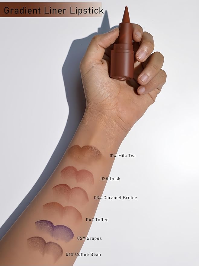 MAEPEOR 2 in 1 Creamy Lip Liner 8 Colors Matte Nude Dark Brown Lipliner High Pigmented Long lasting Gradient Lip Liner and Lipstick Lip Combo (04 Toffee)