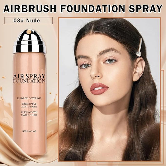 Magic Minerals Airbrush Foundation Full Coverage Foundation for Smooth Nude Finish,Moisturizing Airbrush Flawless Setting Spray Waterproof Foundation with Brush and 2 Powder Puffs (03 Nude)