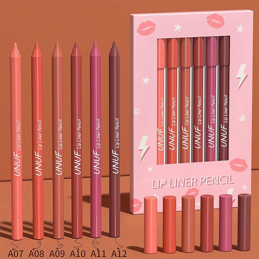 MAEPEOR Matte Lip Crayon 6PCS Smooth Velvety Lip Liner Pencils Set Waterproof Long Wear Lipstick Crayon Pen (Set 01)