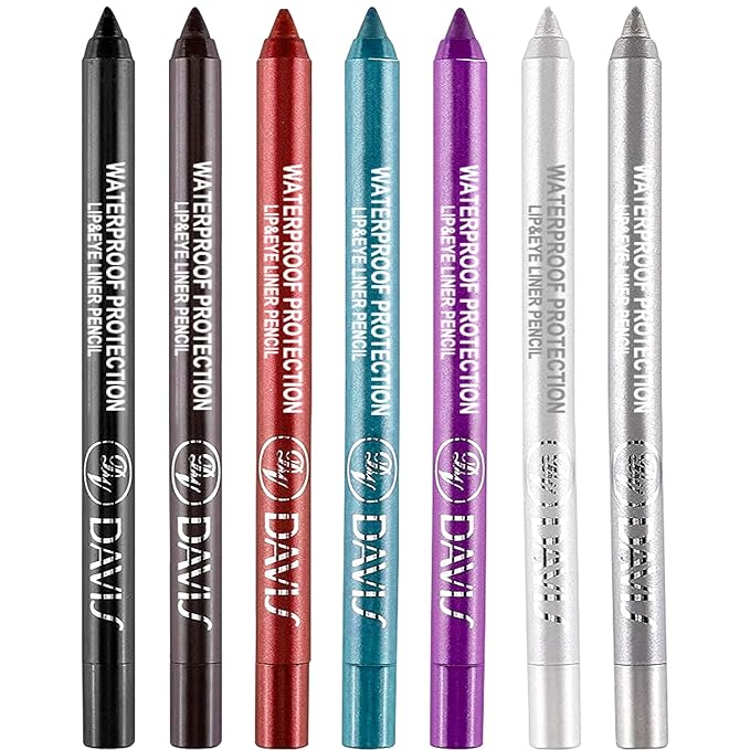7 Colorful Eyeliner Pen Set, Eye Shadow Pencil, Pearl Eyeliner Kit Metallic Glitter Eye liner Pencil for Women Eye&Lip Liner Professional Eye Makeup Set Colorful Eye Color (7PCS A)