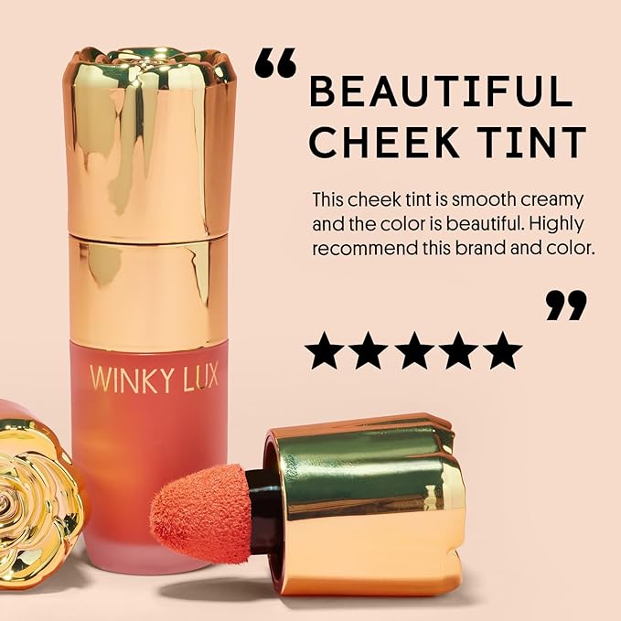 Winky Lux Cheeky Rose Liquid Blush, Gel-Cream Blush with Buildable Color, Lightweight Velvet Finish for Long Lasting Color, Deep Coral, Darling