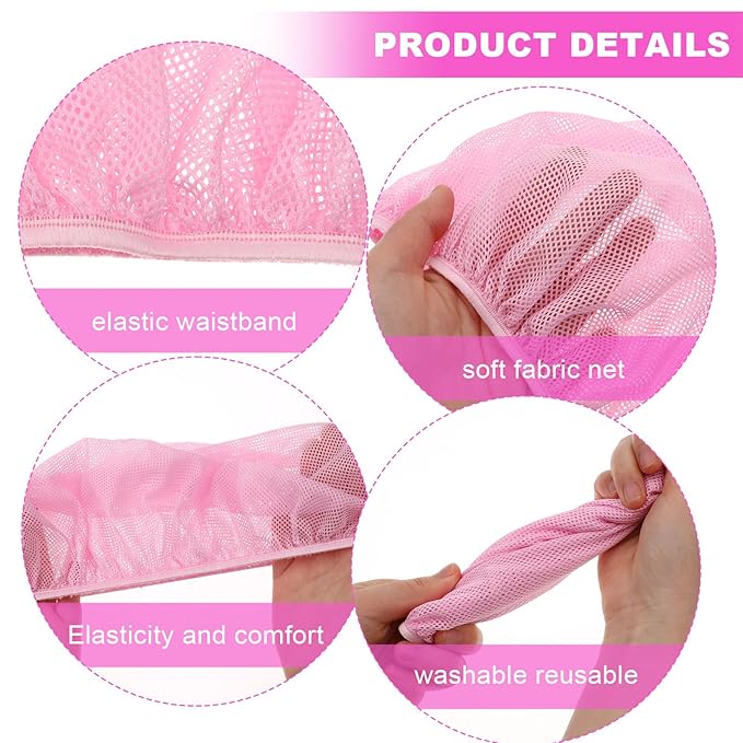 6pcs Hair Nets for Sleeping,Night Reusable Mesh for Women Sleeping,Curly Hair Sleep Cap Mesh Bonnets(Black, Pink)