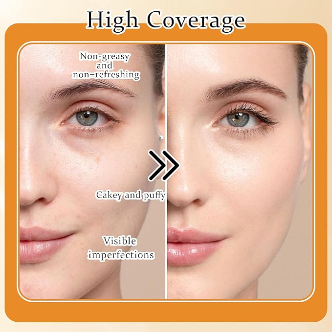 2Pcs Mushroom Head Air Cushion CC Cream Foundation Makeup,Moisturizing BB Cream Face Makeup Liquid Foundation,Long Lasting Full Coverage Concealer for All Skin Types（Natural）B