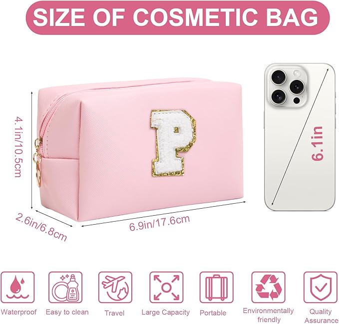 Birthday Gifts for Women Her,Travel Cute Makeup Bag,Large Capacity Cosmetic Bags for Women Makeup Pouch PU Leather Waterproof Cosmetic Bag (P, Pink)