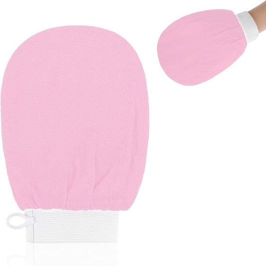 Exfoliating Glove Body Scrubber Exfoliator 1 PC Korean Washcloth Skincare Remover Deep Scrub Loofah Cleansing Mitts Exfoliate Cloth Exfoliation Scrubbing Bath Shower Soap Sponge Hand Towel(Pink)