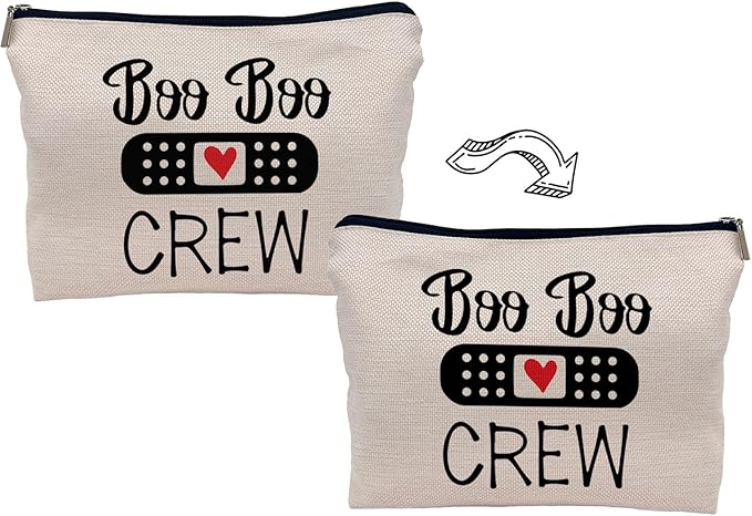 Boo Boo Crew Nurse Makeup Bag,Nursing Cosmetic Makeup Bag for Women Girls,Nurse Appreciation Graduation Healthcare Gifts,Gifts for School Nurse Medical Student Nursing Student