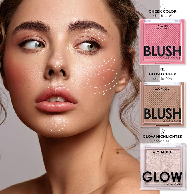 Pink Blush Cheek Color Mini - Blendable Natural Blush Powder - Enhances & Defines Shapes & Features - Contouring Powder - 4 Universal Shades - 405 (Pink Blossom) - 3.8g / 0.13 oz