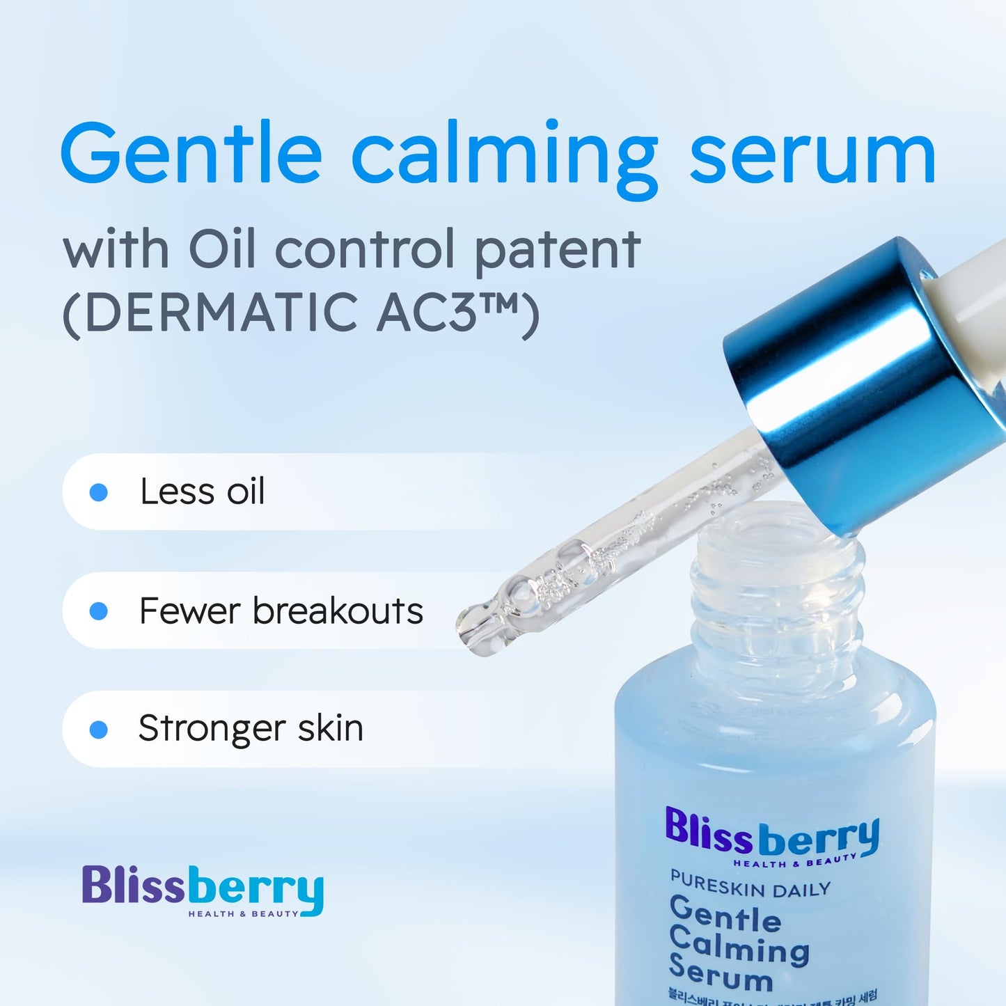 Blissberry Acne Serum 0.1% Salicylic Acid – Gentle Calming Serum for Oily & Acne-Prone Skin, Clears Blackheads & Whiteheads, Reduces Oil & Redness – Hydrating BHA Face Treatment, 0.5 Fl Oz