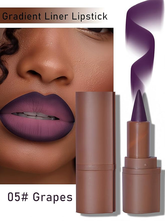 MAEPEOR 2 in 1 Creamy Lip Liner 8 Colors Matte Nude Dark Brown Lipliner High Pigmented Long lasting Gradient Lip Liner and Lipstick Lip Combo (05 Grapes)