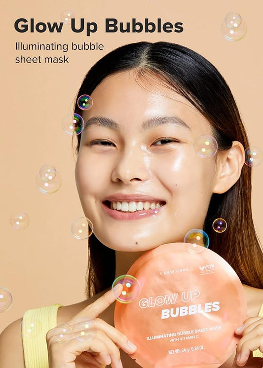 I DEW CARE Facial Skin Care Set - Glow Up Bubble & Fix My Zit & Headband | Face Sheet Mask, Acne Treatment, Clear and Soothe Irritation, Moisturizing, Korean Sleeping Face Mask