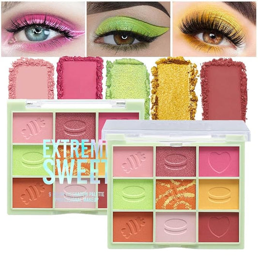 9Colors Eyeshadow Palette, Shimmer&Matte Eye Enhancers Magic EyeShadow Palette, Glitter Shimmer Sparkly Eye Shadow Makeup, Velvety Pigmented Creamy Long Lasting Waterproof Naturing-Looking Women Girls