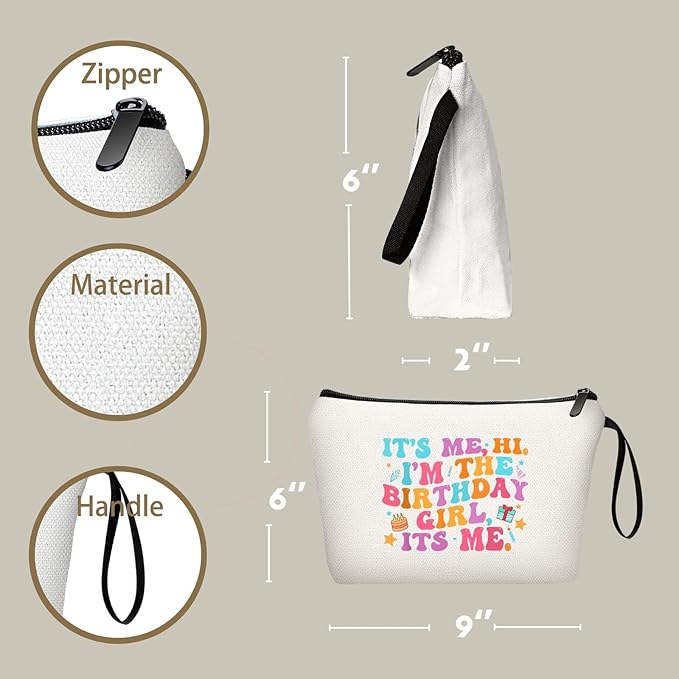 Birthday Funny Gifts for Women Friend Fans Teen Sister Bestie Music Lovers Makeup Bag Its Me Hi Im the Birthday Girl Its Me