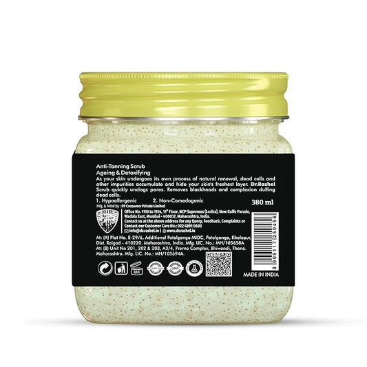DR RASHEL De-Tan Face & Body Scrub 380ml – Exfoliating Cleanser with Natural Extracts for Tan Removal, Gentle Cleansing & Oil Control – Suitable for Most Skin Types 12.84 Fl Oz