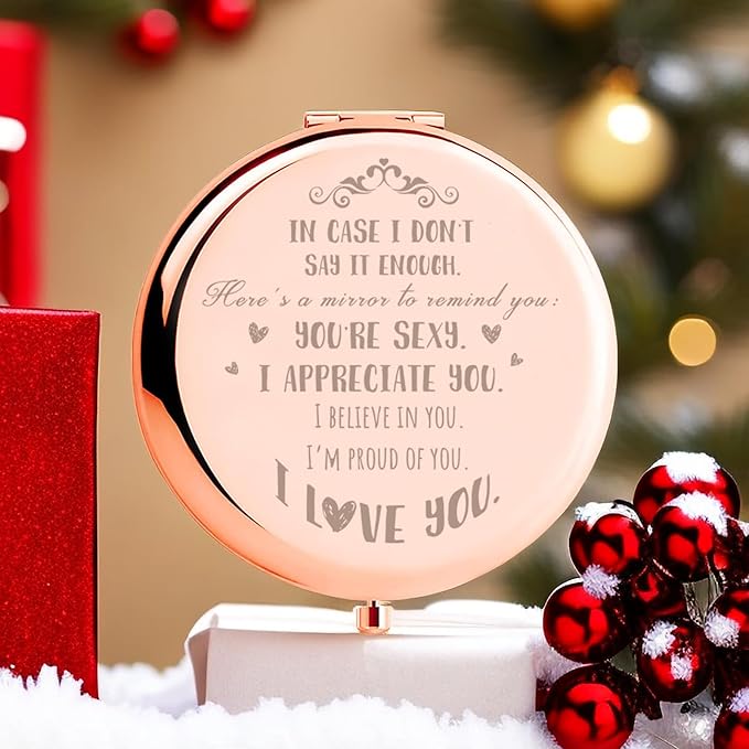 Anniversary Wedding Birthday Gifts for Her, Romantic Valentines Day Gifts for Wife, Girlfriend, Couples Gifts Ideas for Girlfriend Compact Mirror