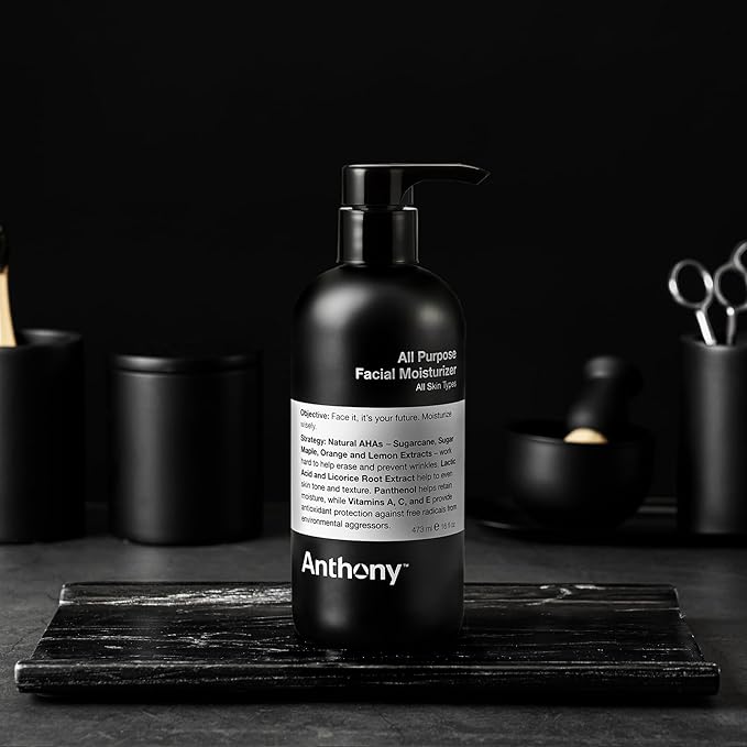 Anthony All-Purpose Facial Moisturizer – Men’s Hydrating Lotion for Dry Skin – Lightweight, Non-Comedogenic, Anti-Aging Formula – 16 Fl Oz