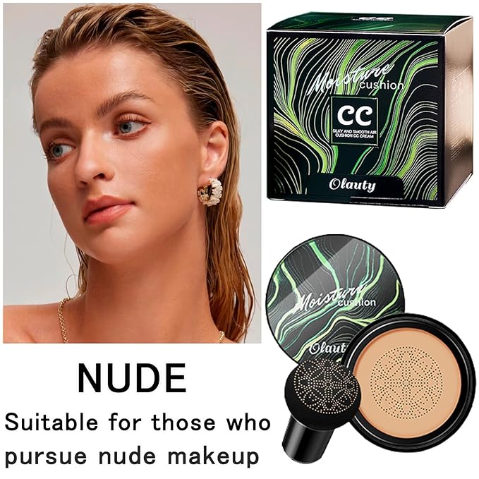 Mushroom Head Air Cushion CC Cream Foundation, BB Cream Concealer Lasting Makeup Foundation, Waterproof Oil Control Long-Lasting Nude Makeup, Even Skin Tone Primer