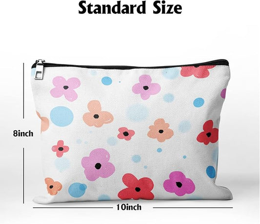 Cafl Colorful Fresh Flowers Makeup Bag Cute Cosmetic Bag for Women,Large Makeup Bags Travel Toiletry Accessories Organizer