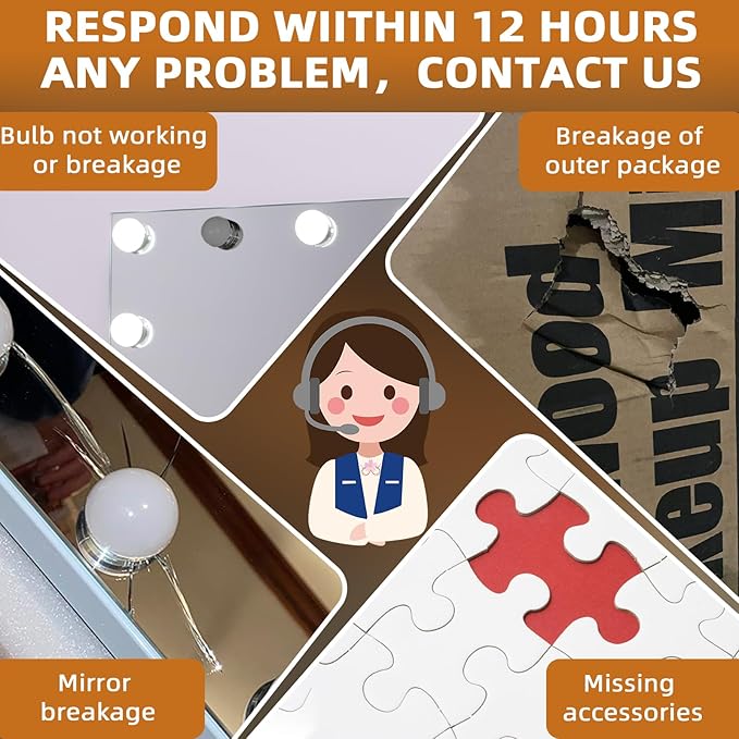 Misavanity Large Vanity Mirror with Lights Tempered Glass 31.4’’ x 23.4’’ Hollywood Lighted Makeup Mirror with 18 Dimmable Bulbs USB Charging Port 10X Magnification 3 Lighting Modes, White