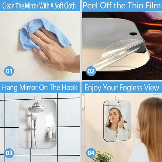 Shower Mirror Fogless for Shaving, (Medium 6x8 inch)30% Than Original, Shower Mirror Fogless, Small Wall Mirrors for Camping, Travel Shaving Mirrors for Shower, Outdoor Plastic Mirro for Shower