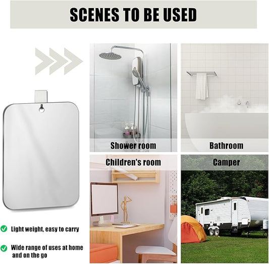 Shower Mirror Fogless for Shaving, (Small 6.8 x5 inch) 30% Than Original, Shower Mirrors Fogless, Small Wall Mirrors for Camping, Outdoor Plastic Mirror for Shower