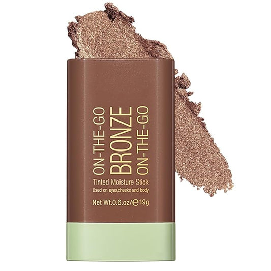 Cream Bronzer Stick,Contour Stick Facial Contouring Stick,Long Lasting Highlighter Waterproof Highlight Makeup,Buildable Shimmer Sparkle Face Bronzer Face Shaping,04 Beach Glow