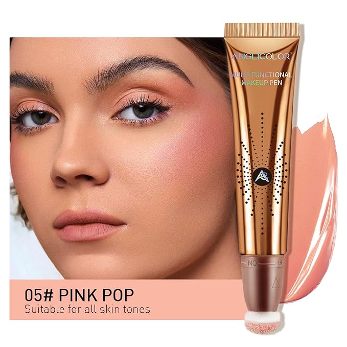 Blush Beauty Wand,Liquid Blush Wand For Radiant,Long-Lasting,Waterproof,Highly Pigmented,Vegan & Cruelty-Free (05#PINK POP, 12ml)