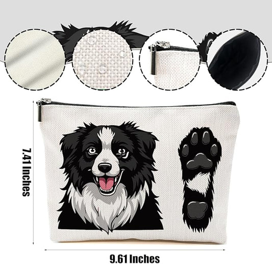 Border Collie Makeup Bag Border Collie Gifts Cosmetic Bag Dog Lovers Gifts for Women Girls Dog Mom Friend Dog Owner Gifts Travel Organizer Zipper Pouch Graduation Birthday Friendship Gifts