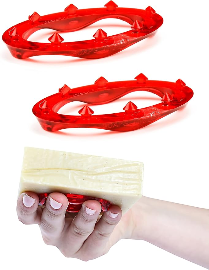 Bar Soap Gripper No Goo or Mess Soap Holder for Bath and Showers 2 Pack, Red