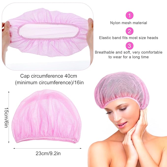 6pcs Hair Nets for Sleeping,Night Reusable Mesh for Women Sleeping,Curly Hair Sleep Cap Mesh Bonnets(Black, Pink)