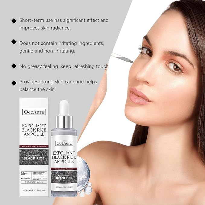 Black and White Rice Exfoliant, Premium Rice Ampoule Exfoliating Solution Face and Body Peeling Moisturizing for All Skin. (1Pcs White)