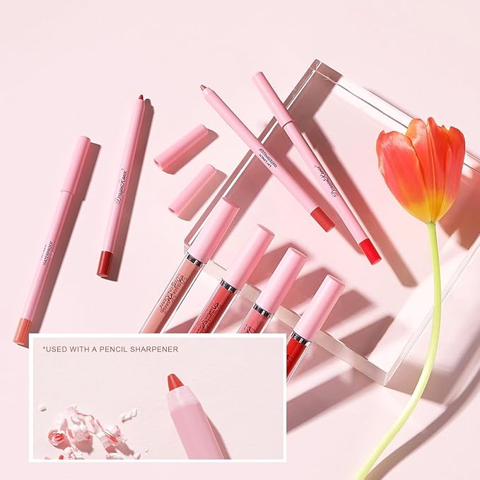 6 Velvety Matte Liquid Lipsticks + 6 Matching Smooth Lip liner Pencil, One Step Lips Makeup Kits, Waterproof Long Lasting Velvety Matte Lipstick Lip Makeup Gift Kit for Women Girls