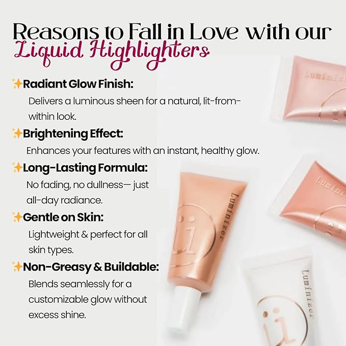 M2U NYC Liquid Highlighter Makeup – Lightweight Luminizer for Natural Radiant Glow with Shimmer – Ultra Smooth Hydrating Illuminator, Face, Cheekbone & Body Glow Enhancer Pink Pearl (Pearl Moon)