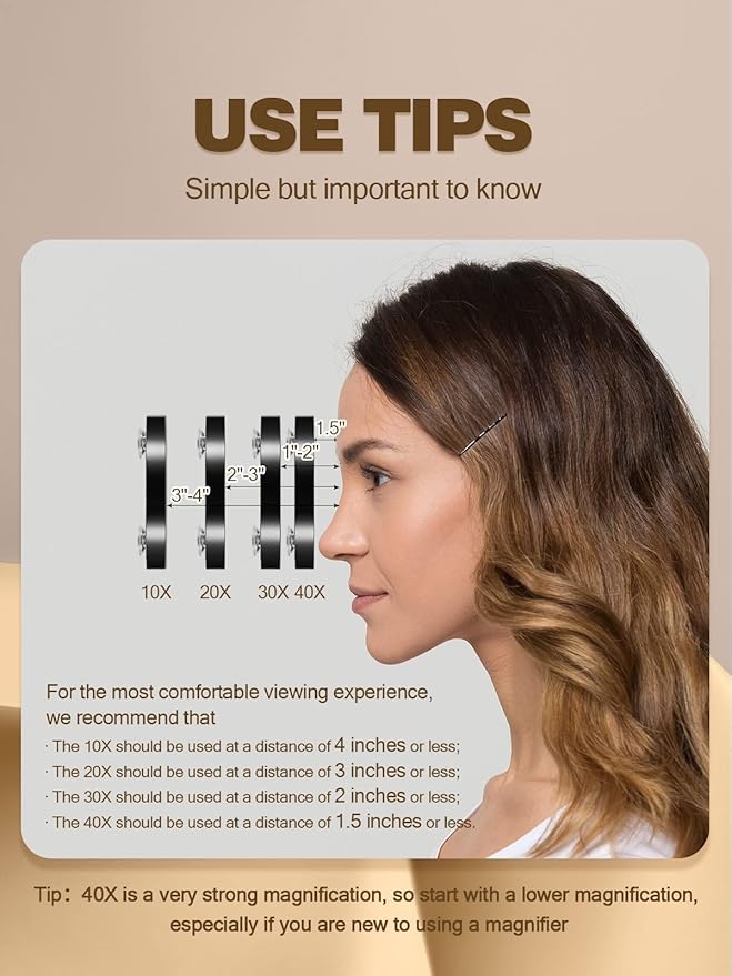 20X Magnifying Mirror with 2 Suction Cups, 3.5 inches Magnified Makeup Mirror and Slant Tweezers,Black,1PC