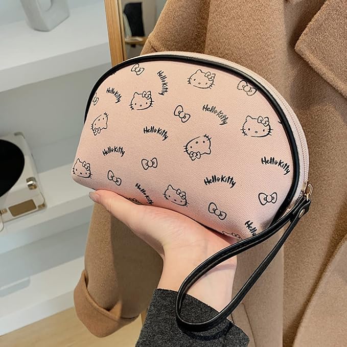 AmBealla Make up Bag Travel Cosmetic Bags Brush Holder Zipper Pouch Case Organizer Cute Organizer Suitable for Purse for Women (Light Pink 2PCS)