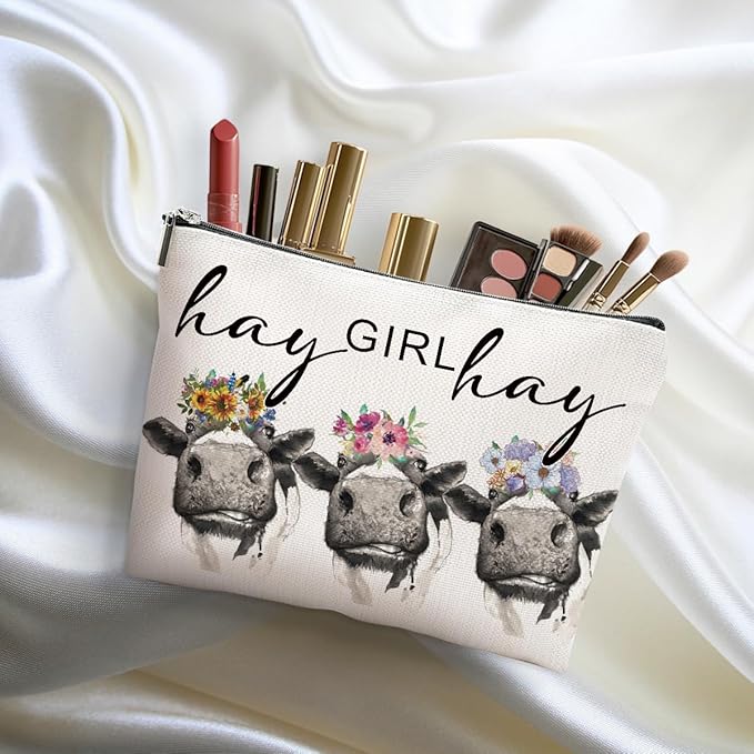 4pcs Funny Print Cow Stuff Western Makeup Bag, Cows Cosmetic Bag Cow Gifts for Women Female Girls Sister BFF, Christmas Birthday Gift, Western Stuff Travel Toiletry Bags