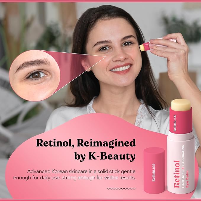 BellaBLISS Retinol Eye Balm – Hydrating Under Eye Cream for Wrinkles, Dark Circles & Puffiness – Lightweight Anti-Aging Formula – Made in Korea – 0.35 oz / 10 g – Pack of 1