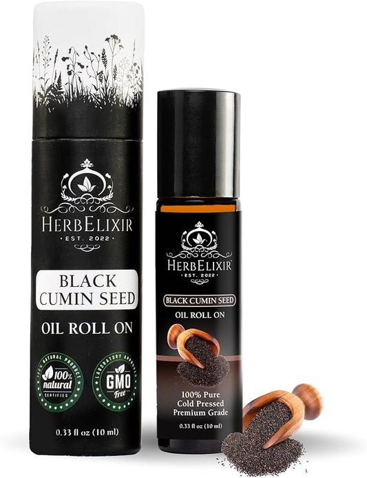 Black Seed Oil Facial Roll On (10ml) Vitamin C Oil Face Roller for Ayurveda Skin Care, Face Oil, Skin Oil, Eye Roller, Facial Roller, Roller for Face, Nourish and Revitalize Skin