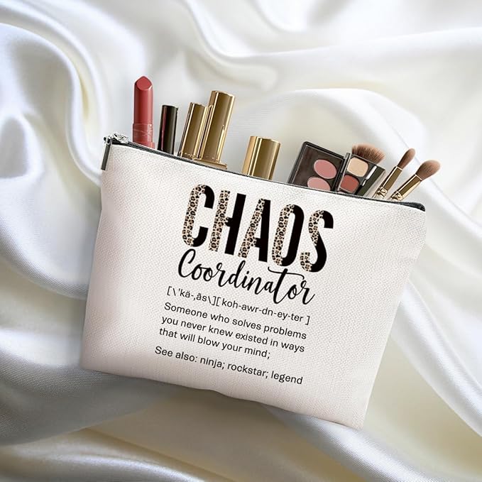 2pcs Chaos Coordinator Gifts for Women Makeup Bag, Chaos Coordinator Cosmetic Bag Appreciation Gifts for Women Moms Manager Boss Colleagues, Travel Zipper Pouch Christmas Thanksgiving Birthday Gift
