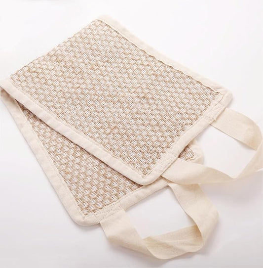 Natural Exfoliating Washcloth Towel, Cotton Line Net Sponge Exfoliate Body Scrub Sponge Bath Wash Cloth, Jute Shower Rags for Body Loofah Back Crubber for Shower for Men