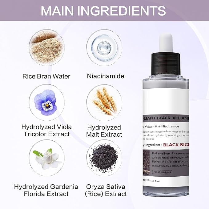 2PCS Rice Exfoliating Ampoule Set, 2025 Upgrade Black & White Rice Exfoliant, Peel & Shot Glow Rice Ampoule Duo for Glowing Skin | Gentle Peel + Pore Minimizing & Deep Hydration for All Skin Types