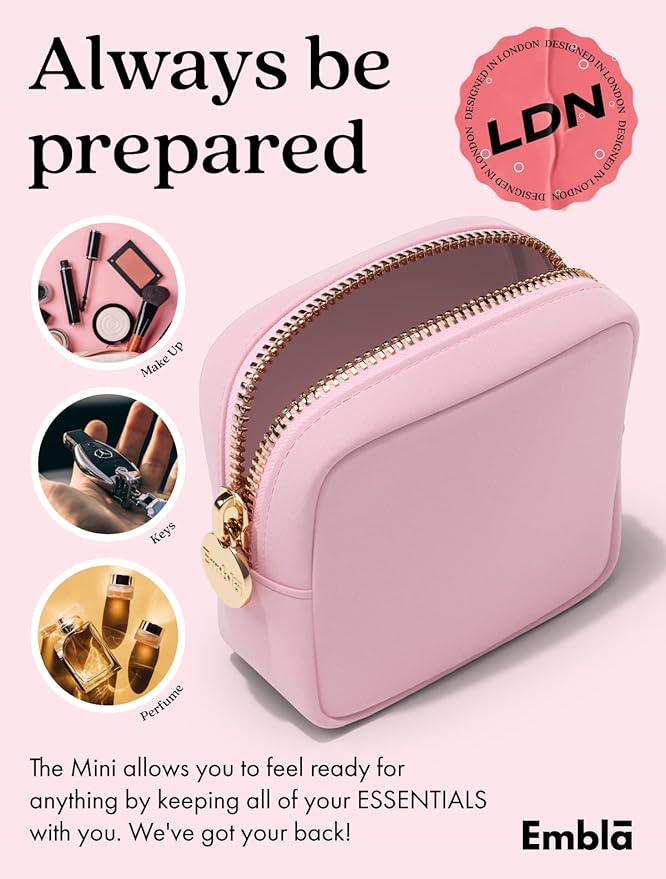 BE MINE Valentine Makeup Bag Travel Cosmetics Pouch and Toiletry Bag, Nylon Zipper Pouch Purse, Cute Make Up Organizer Storage Tote for Women Girls, Travel Skincare Case, Small Makeup Bags, Flamingo