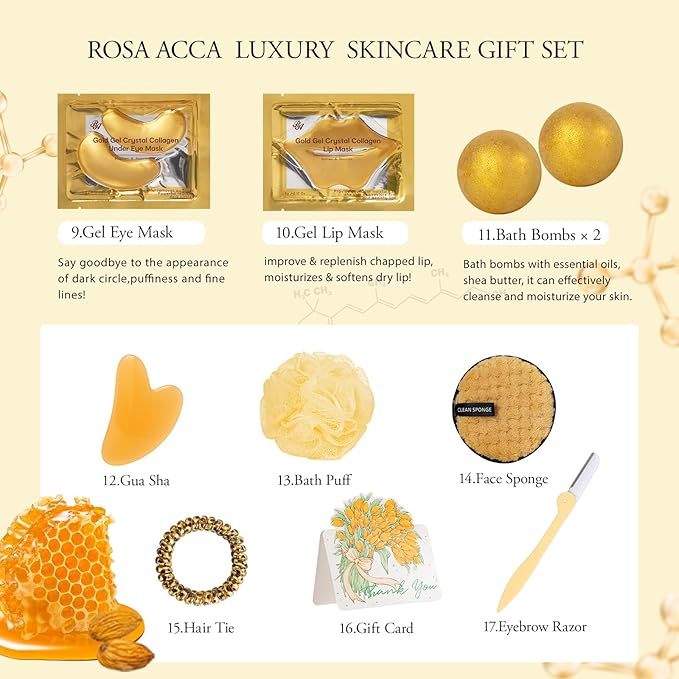 Leopard 23 Pcs Skin Care Set for Women, Bath and Body Set, Spa Gift Baskets, Birthday Gifts, Day Cream, Peptide Serum, Bath Oil, Sheet Mask, Clay Mask, Bath Bombs, Christmas, Valentines, Mother Day