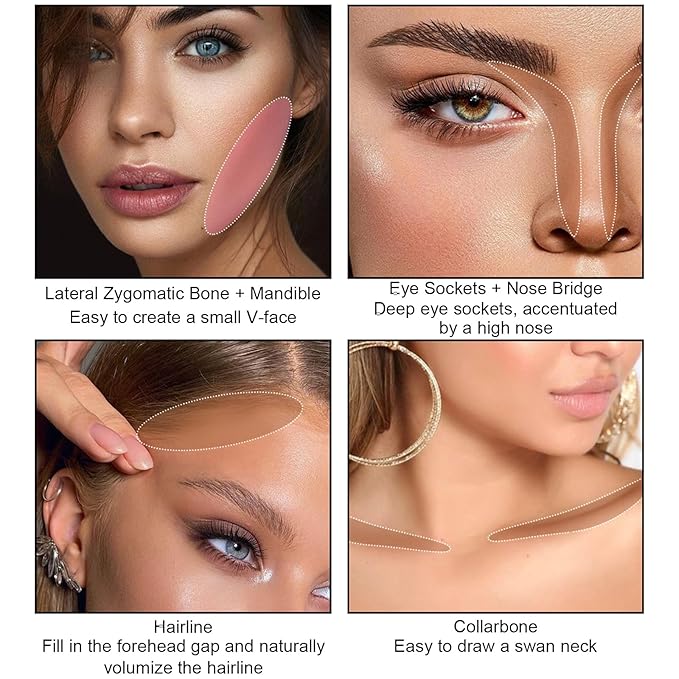 3 Pcs Face Contour Stick Kit, Matte Finish Face Stick Trio with Bronzer Blush Highlighter and Brush, Long Lasting Waterproof Cream Beauty Wand Makeup Set for Sculpt Glowing Face Look (#2, 10, 11)