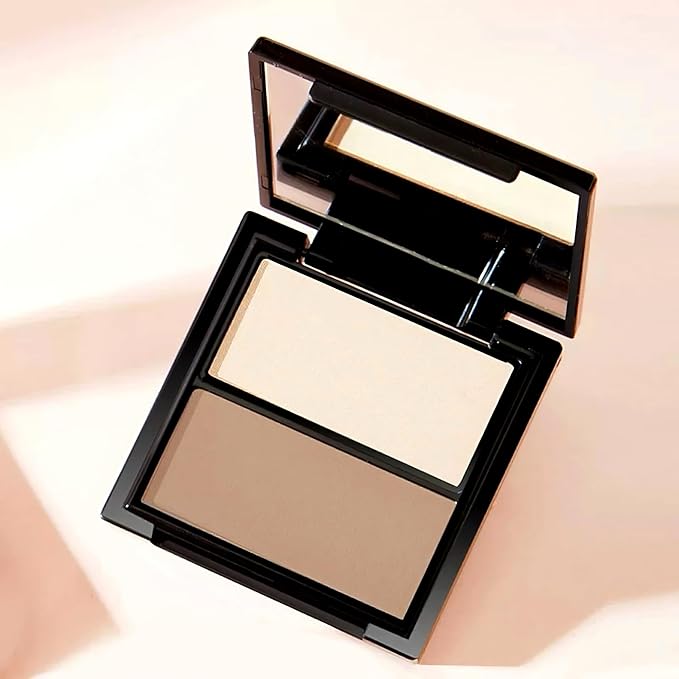 Novo 2-in-1 Contour & Highlighter Palette - Silky Smooth, Fade-proof, Natural Finish, Easy to Blend, Infused with Jojoba Oil, Mica & Innovative Powder for Flawless Sculpting and Radiance